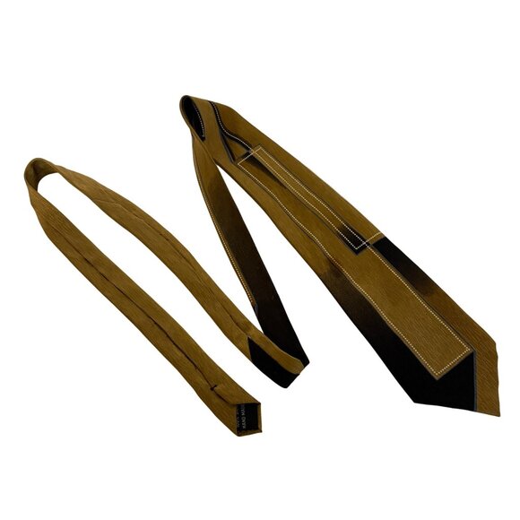 Irvine Park Gold Brown Black Silk Tie Handmade Mens Necktie Office Formal Gift - Picture 2 of 9